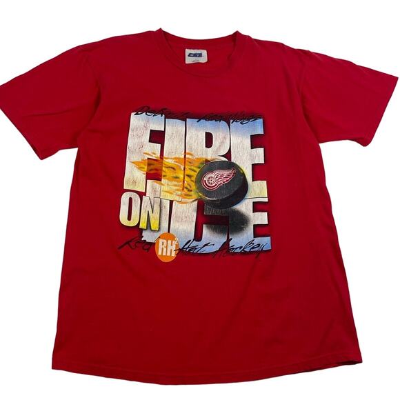 Vintage Detroit Red Wings 90s Fire on Ice NHL Hockey Red Shirt Size Large - Picture 1 of 5